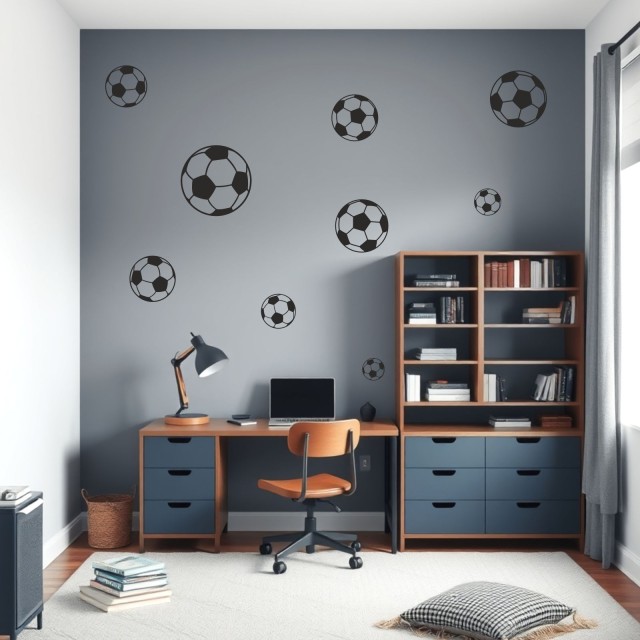 Αυτοκόλλητο τοίχου μπάλες ποδοσφαίρου (9 τεμ) 128016