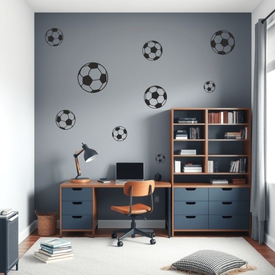 Αυτοκόλλητο τοίχου μπάλες ποδοσφαίρου (9 τεμ) 128016