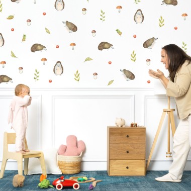 Σετ παιδικά αυτοκολλητα τοιχου - Σκαντζοχοιράκια, μανιτάρια και φύλλα του δάσους 2