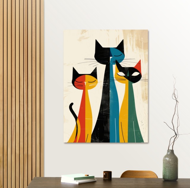 Πίνακας σε καμβά Abstract Cats Αστείες αφηρημένες γάτες