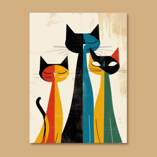 Πίνακας σε καμβά Abstract Cats Αστείες αφηρημένες γάτες