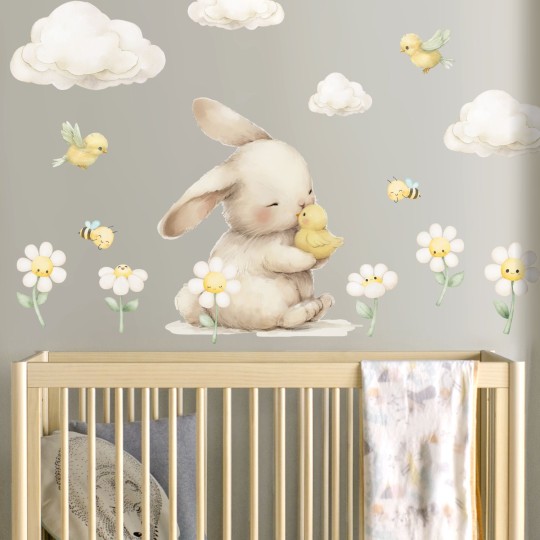 Αυτοκόλλητα τοίχου παιδικά - Κουνελάκι και πουλάκι 1278711