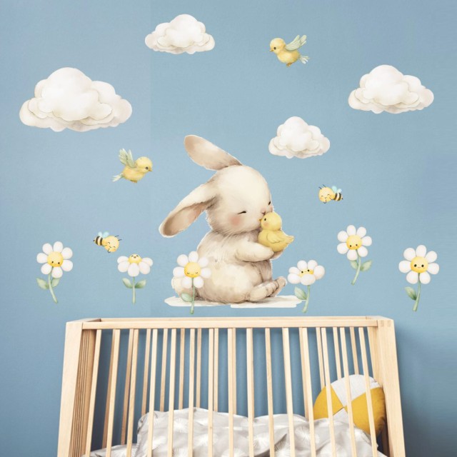 Αυτοκόλλητα τοίχου παιδικά - Κουνελάκι και πουλάκι 1278711