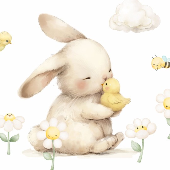 Αυτοκόλλητα τοίχου παιδικά - Κουνελάκι και πουλάκι 1278711