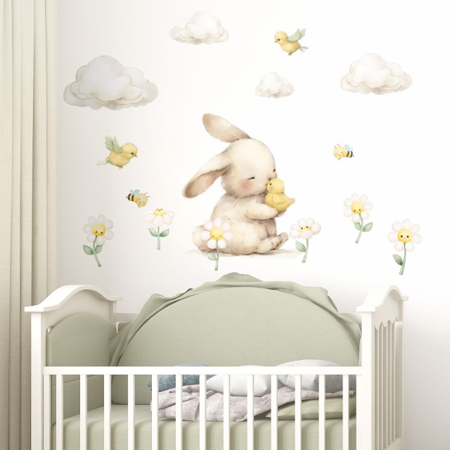 Αυτοκόλλητα τοίχου παιδικά - Κουνελάκι και πουλάκι 1278711