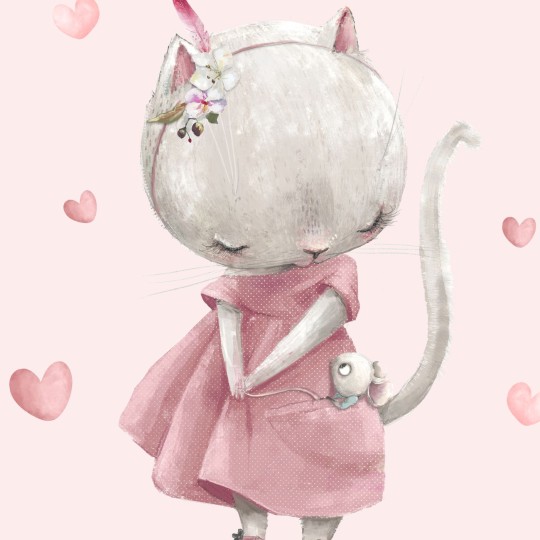 Αυτοκολλητα τοίχου παιδικά - Γατούλα με ποντικάκι  1278835