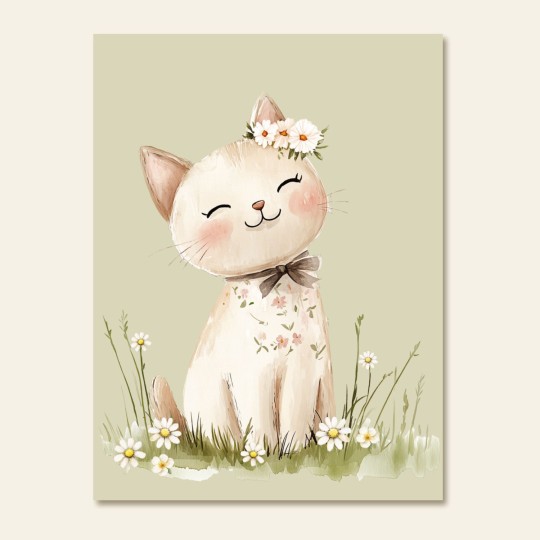 Παιδικός πίνακας σε καμβά Γατούλα με λουλούδια (30x40 cm) 117001 Παιδικός πίνακας σε καμβά Γατούλα με λουλούδια (30x40 cm) 117001