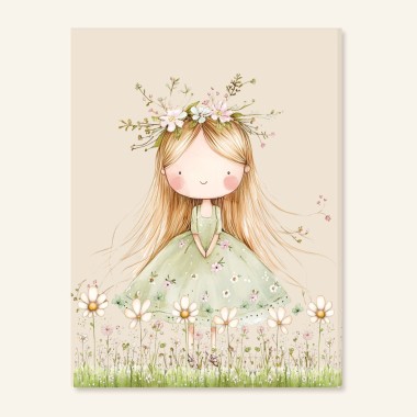 Παιδικός Πίνακας Κορίτσι με λουλούδια 117025