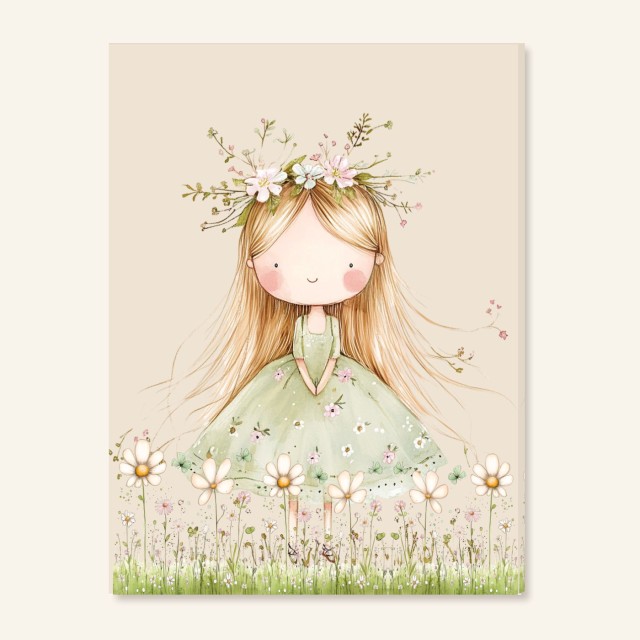 Παιδικός Πίνακας Κορίτσι με λουλούδια 117025