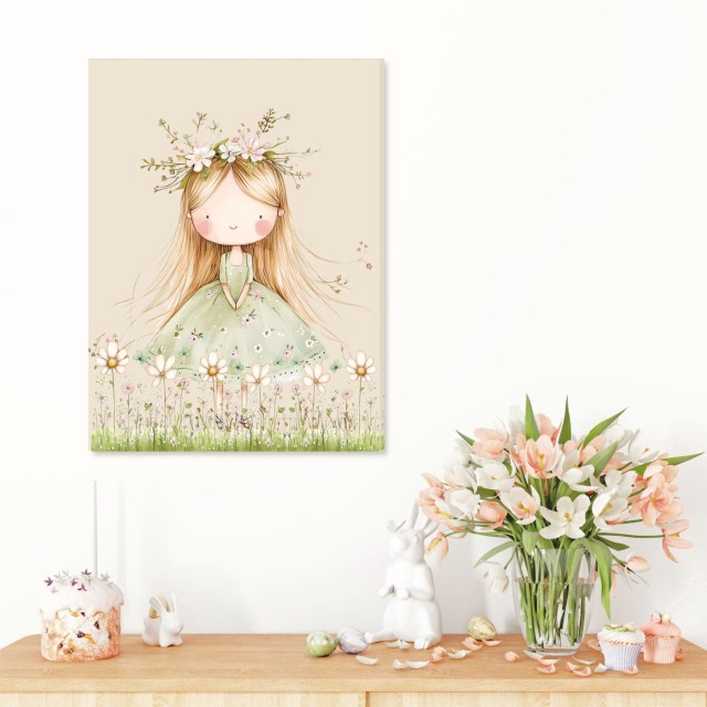 Παιδικός Πίνακας Κορίτσι με λουλούδια 117025