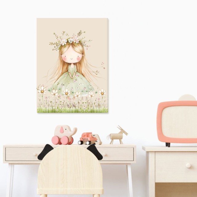 Παιδικός Πίνακας Κορίτσι με λουλούδια 117025