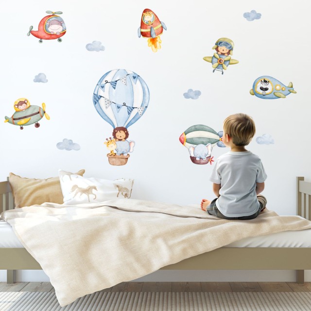 Παιδικά αυτοκόλλητα Ζωάκια σε ιπτάμενα οχήματα 1278825