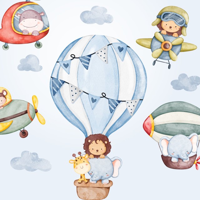 Παιδικά αυτοκόλλητα Ζωάκια σε ιπτάμενα οχήματα 1278825