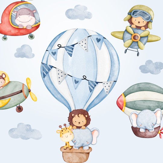 Παιδικά αυτοκόλλητα Ζωάκια σε ιπτάμενα οχήματα 1278825