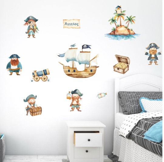 Αυτοκόλλητο τοίχου Πειρατές (με όνομα) 1279020