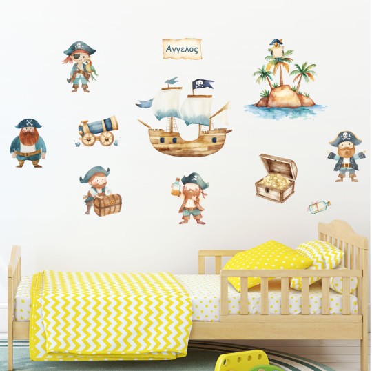 Αυτοκόλλητο τοίχου Πειρατές (με όνομα) 1279020