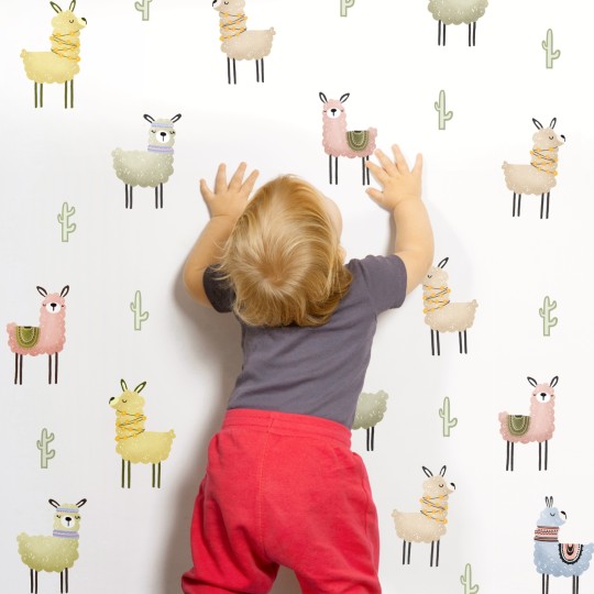 Σετ παιδικά αυτοκολλητα τοίχου - Ζωάκια Λάμα (64 ΤΕΜ) 1279006