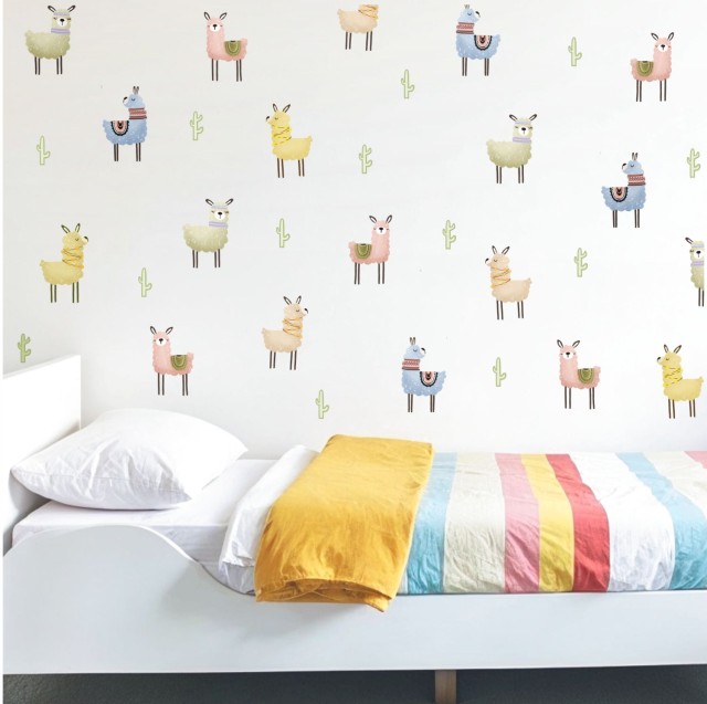 Σετ παιδικά αυτοκολλητα τοίχου - Ζωάκια Λάμα (64 ΤΕΜ) 1279006