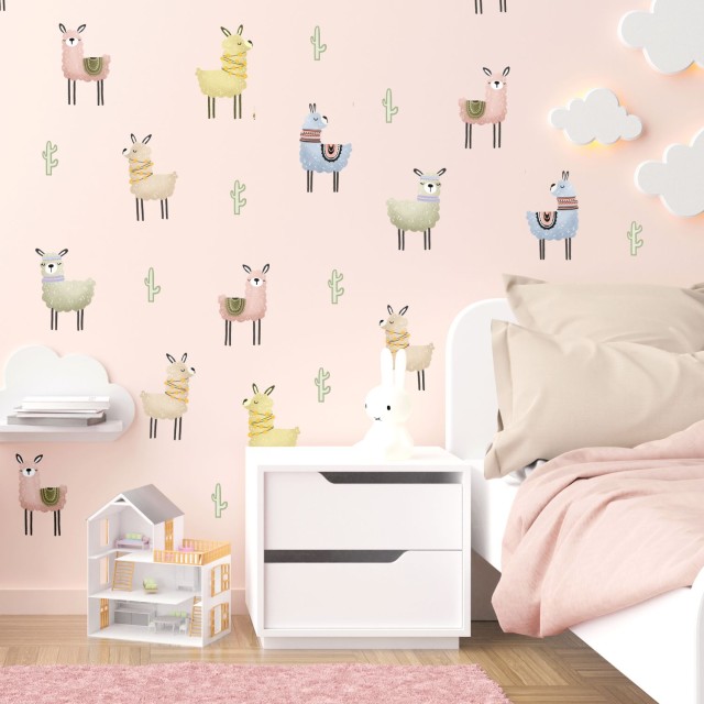 Σετ παιδικά αυτοκολλητα τοίχου - Ζωάκια Λάμα (45 ΤΕΜ) 1279006