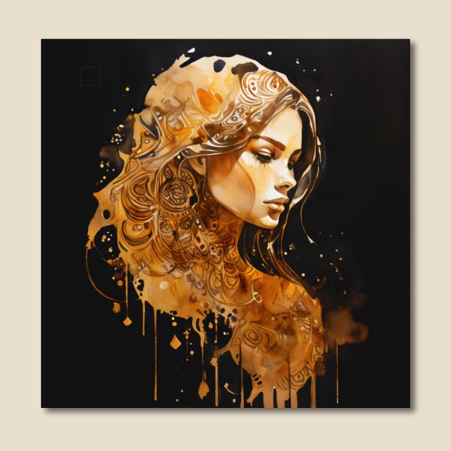 Διακοσμητικός πίνακας σε καμβά Όμορφη γυναίκα ημιπροφίλ - Abstract painting