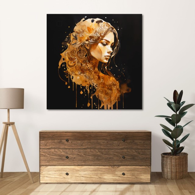 Διακοσμητικός πίνακας σε καμβά Όμορφη γυναίκα ημιπροφίλ - Abstract painting
