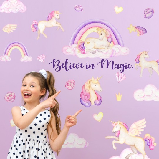 Παιδικά Αυτοκόλλητα τοίχου Pastel Unicorns (50 τεμ) 1278768