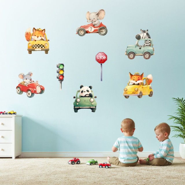 Σετ Αυτοκόλλητα παιδικά Ζωάκια με οχήματα 1278835