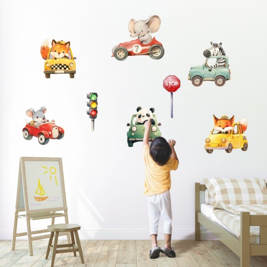Σετ Αυτοκόλλητα παιδικά Ζωάκια με οχήματα 1278835