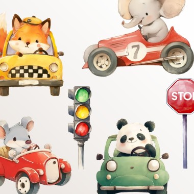 Σετ Αυτοκόλλητα παιδικά Ζωάκια με οχήματα 1278835 2