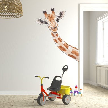 Παιδικό αυτοκόλλητο τοίχου - Watercolor χαριτωμένη καμηλοπάρδαλη 2