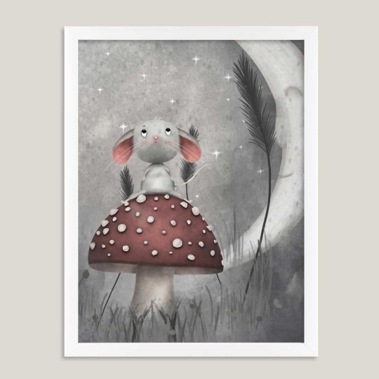Παιδική αφίσα Ποντικάκι με μανιτάρι και φεγγάρι 3003