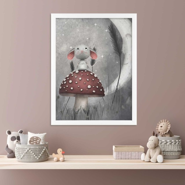 Παιδική αφίσα Ποντικάκι με μανιτάρι και φεγγάρι 3003