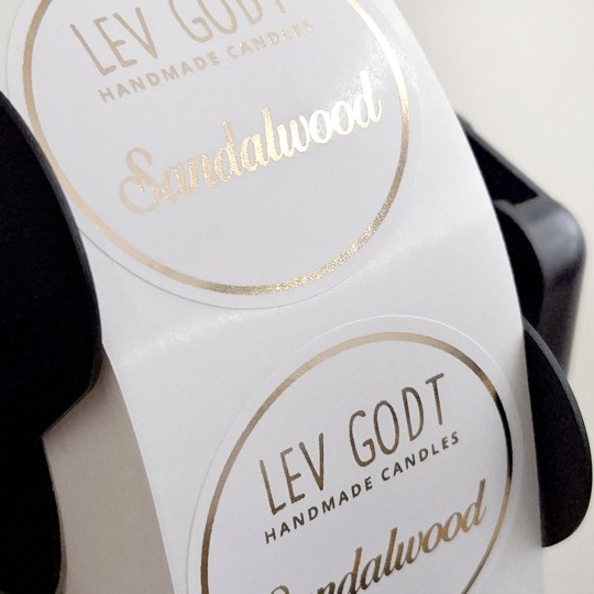 Αυτοκόλλητες ετικέτες χάρτινες λευκές με εκτύπωση σε χρυσό (στρογγυλές)42001