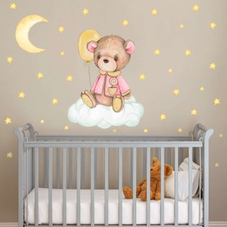 Watercolor Baby bear on Cloud 1279123